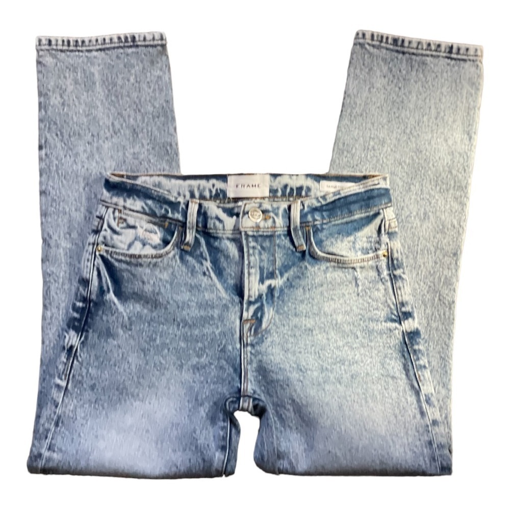 FRAME Le High Straight Leg Jeans | Size 25 | Light Wash Denim | High Rise - Picture 5 of 12